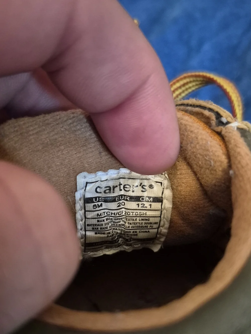 Size 5 Carter's Tan/Brown Toddler Lace-Up Boots with Velcro Strap